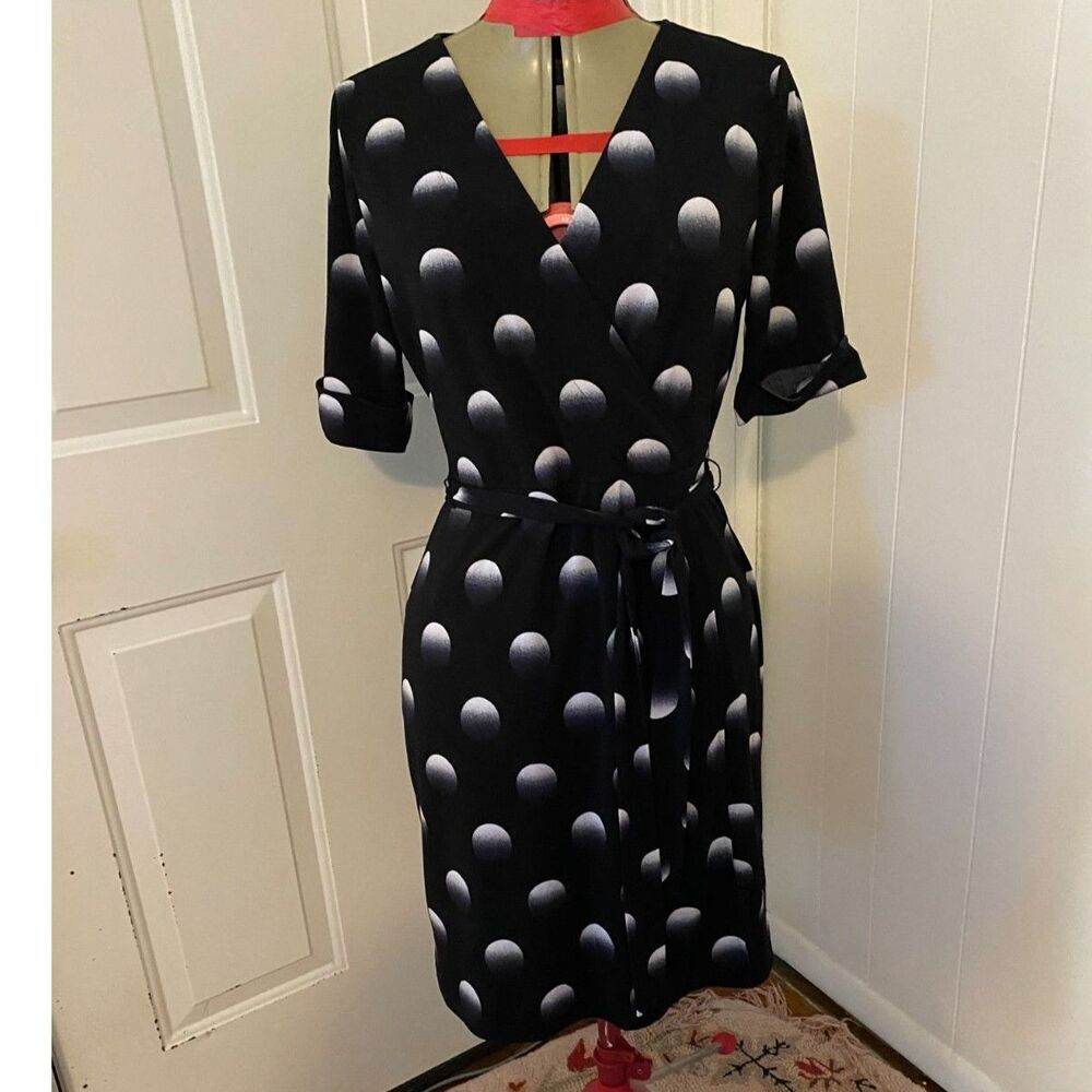 Apt 9 Polka Dot V Neck Pullover Dress Size M